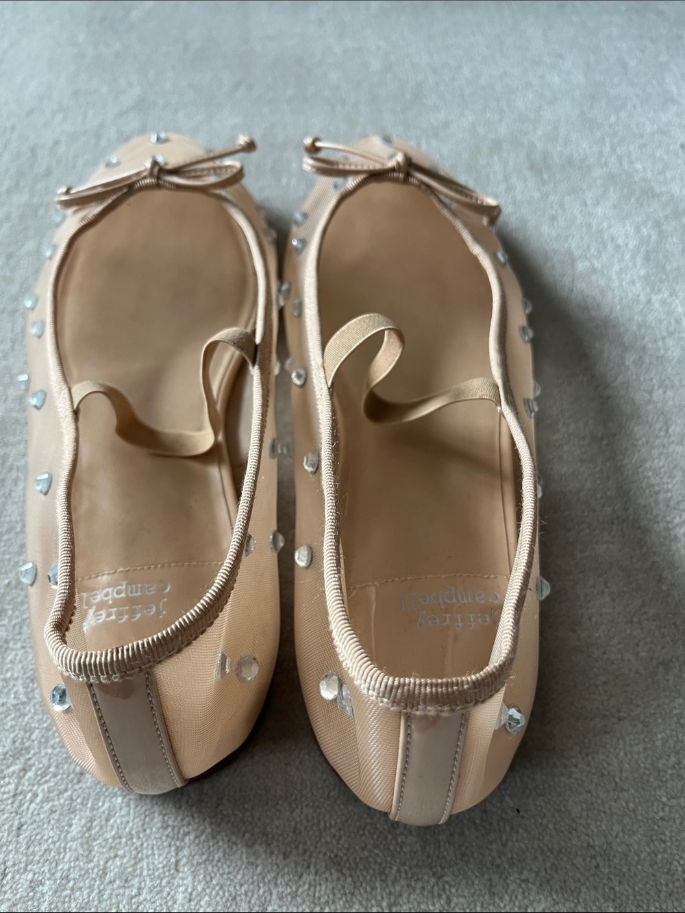 Jeffrey Campbell Nude Embellished Ballet Flats with Bow - Picture 2 of 5